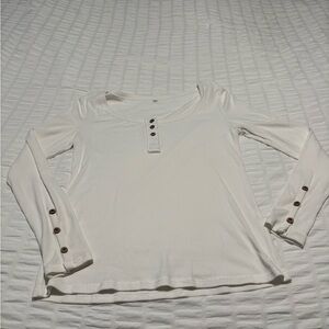 Women's White Button-Detail Top